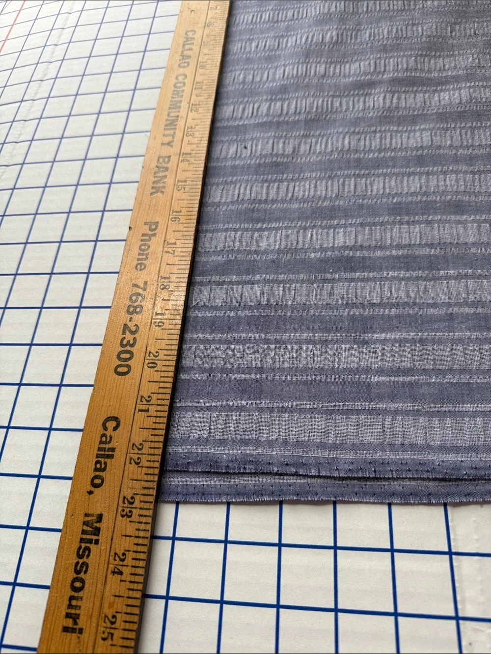 Vintage Blue Gray Yarn-Dyed Woven Stripe Cotton Fabric 1 1/3 Yards x 44”